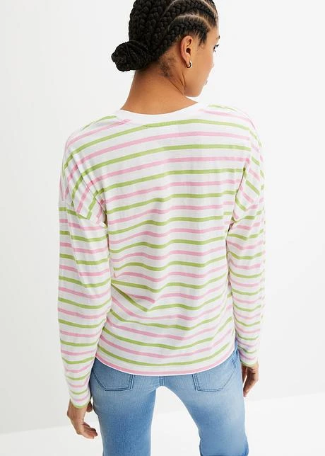 T-shirt Manches Longues Rayé En Coton 3 T-shirt Manches Longues Rayé En Coton - Afbeelding 3