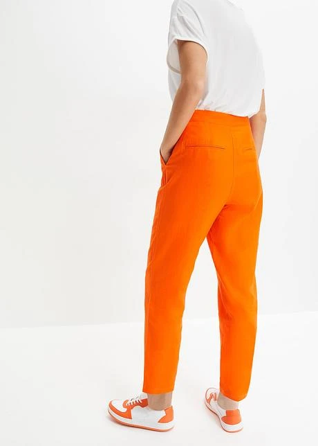 Pantalon En Lin Taille Haute Et Raccourci à Empiècement élastique 3 Pantalon En Lin Taille Haute Et Raccourci à Empiècement élastique - Afbeelding 3