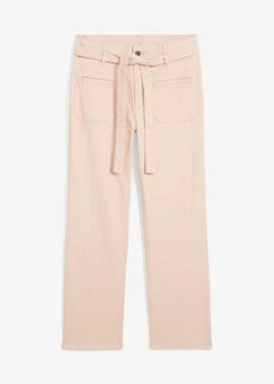 Pantalon En Twill Droit Avec Ceinture à Nouer