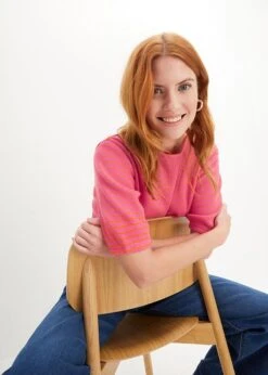 T-shirt Rayé à Demi-manches En Jersey Texturé -Libre Mode Winkel 23229771 hbyq14oj