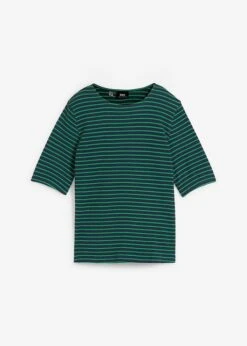 T-shirt Rayé à Demi-manches En Jersey Texturé -Libre Mode Winkel 23229782 mnbahP5B