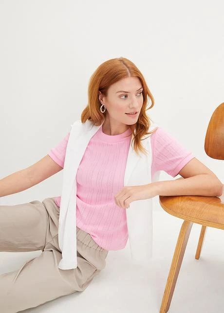 T-shirt En Maille Pointelle 5 T-shirt En Maille Pointelle - Afbeelding 5