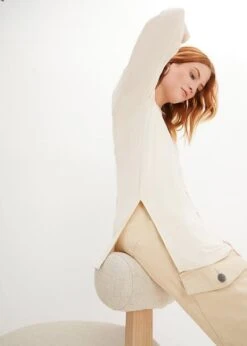 T-shirt En Viscose, Col Bateau, Manches 7/8 Et Longue Fente Sur Le Côté 14 T-shirt En Viscose, Col Bateau, Manches 7/8 Et Longue Fente Sur Le Côté -Libre Mode Winkel 23230333 jGWoZnLS