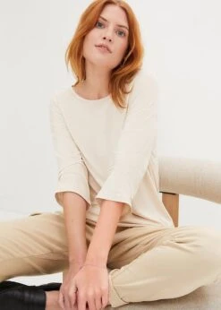 T-shirt En Viscose, Col Bateau, Manches 7/8 Et Longue Fente Sur Le Côté 12 T-shirt En Viscose, Col Bateau, Manches 7/8 Et Longue Fente Sur Le Côté -Libre Mode Winkel 23230334 iGyahQYT