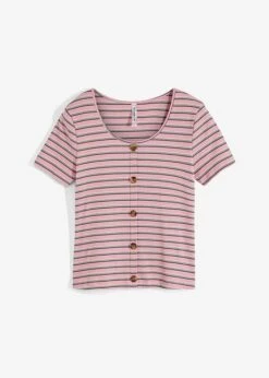 Rainbow T-shirt Côtelé Avec Boutons Décoratifs