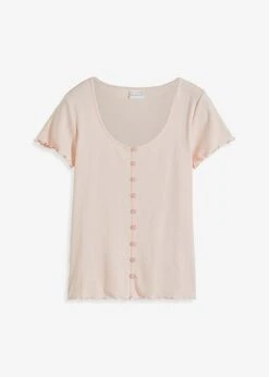 Rainbow T-shirt Côtelé à Boutons Décoratifs