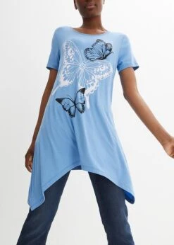 T-shirt Long à Pans Et Motif Papillon -Libre Mode Winkel 23236881 ChUPuSY2