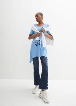 T-shirt Long à Pans Et Motif Papillon -Libre Mode Winkel 23236883 t69CEWaE