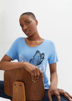 T-shirt Long à Pans Et Motif Papillon -Libre Mode Winkel 23236884 n6WMfpvz