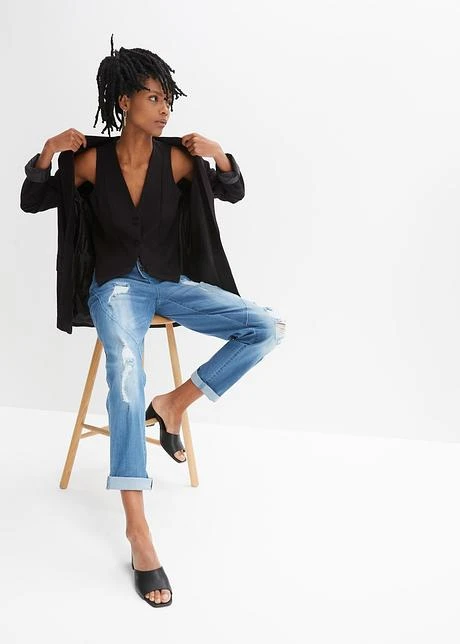 Rainbow Jean Boyfriend Destroyed Avec Polyester Recyclé 4 Rainbow Jean Boyfriend Destroyed Avec Polyester Recyclé - Afbeelding 4