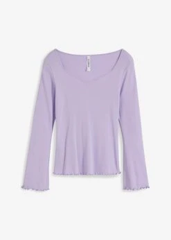 Rainbow T-shirt Côtelé à Manches Trompette