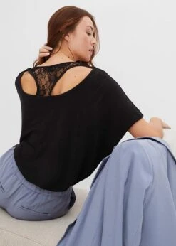 T-shirt Manches Chauve-souris à Dentelle -Libre Mode Winkel 24031028 NtzoaXGv